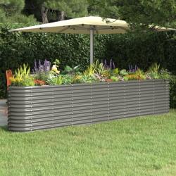 Lit surélevé de jardin Acier enduit de poudre 332x40x68 cm gris alsavelo