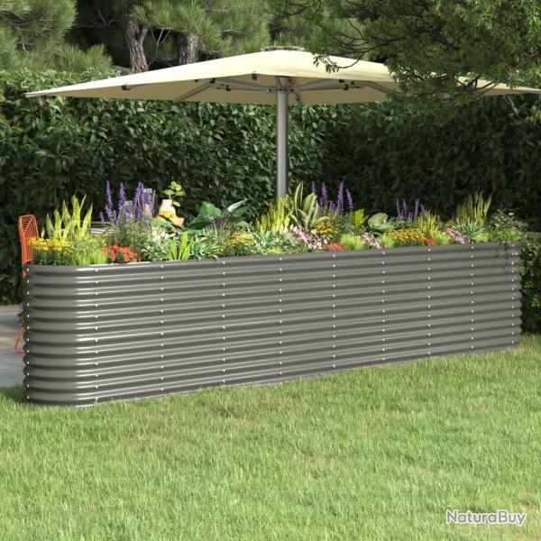 Lit surlev de jardin Acier enduit de poudre 332x40x68 cm gris alsavelo