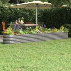 Lit surélevé de jardin Acier enduit de poudre 332x40x36 cm gris alsavelo