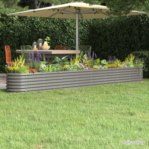 Lit surlev de jardin Acier enduit de poudre 332x40x36 cm gris alsavelo