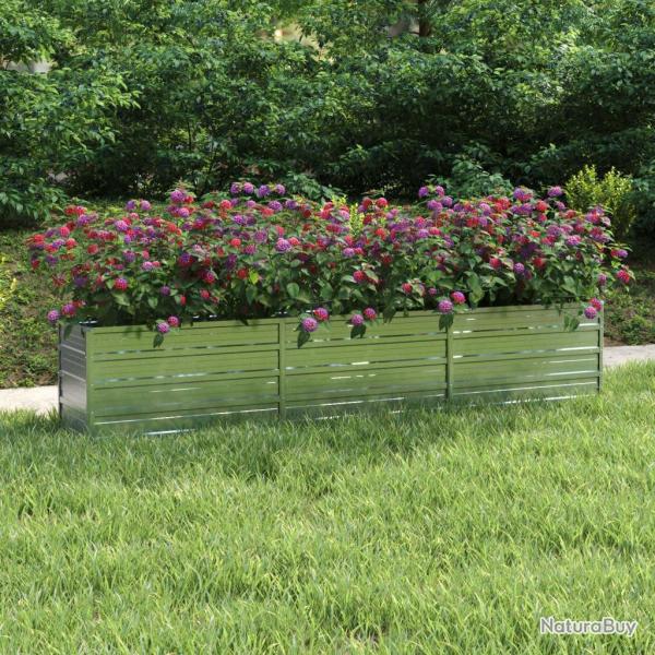 Lit surlev de jardin 240x40x45 cm Acier galvanis Argent alsavelo