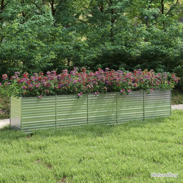 Lit surlev de jardin 400x80x77 cm Acier galvanis Argent alsavelo