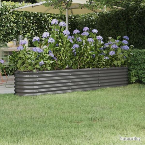 Lit surlev de jardin Acier enduit de poudre 224x40x36 cm gris