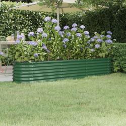 Lit surélevé de jardin Acier enduit de poudre 224x40x36 cm Vert alsavelo