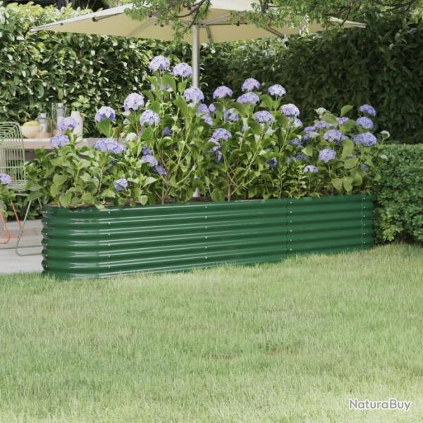 Lit surlev de jardin Acier enduit de poudre 224x40x36 cm Vert