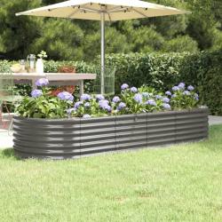 Lit surélevé de jardin Acier enduit de poudre 224x80x36 cm gris alsavelo