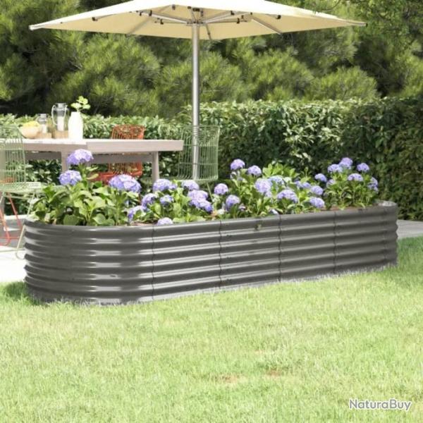 Lit surlev de jardin Acier enduit de poudre 224x80x36 cm gris