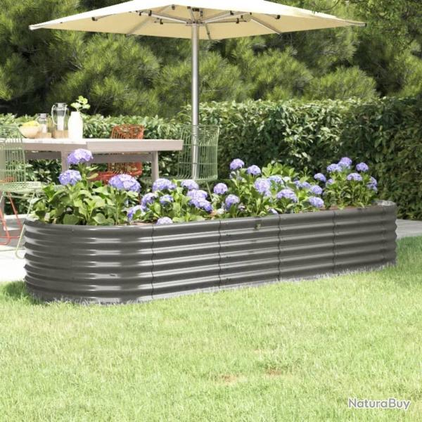 Lit surlev de jardin Acier enduit de poudre 224x80x36 cm gris alsavelo