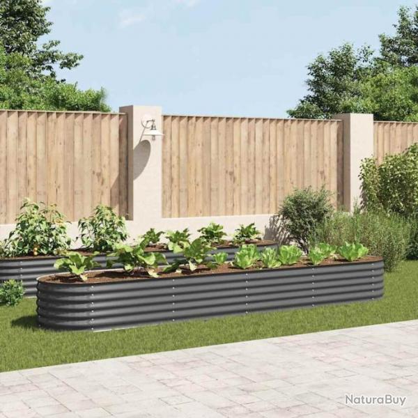 Lit surlev de jardin 400x80x44 cm Acier galvanis Gris