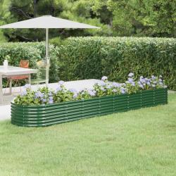 Lit surélevé de jardin Acier enduit de poudre 368x80x36 cm Vert alsavelo