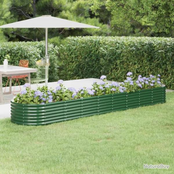 Lit surlev de jardin Acier enduit de poudre 368x80x36 cm Vert