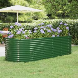 Lit surélevé de jardin Acier enduit de poudre 249x100x68cm Vert alsavelo