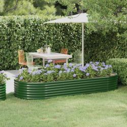 Lit surélevé de jardin Acier enduit de poudre 249x100x36cm Vert alsavelo