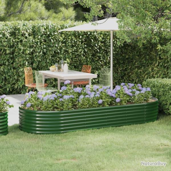 Lit surlev de jardin Acier enduit de poudre 249x100x36cm Vert alsavelo