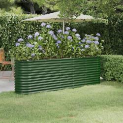 Lit surélevé de jardin Acier enduit de poudre 224x40x68 cm Vert alsavelo