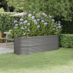 Lit surélevé de jardin Acier enduit de poudre 224x80x68 cm gris alsavelo