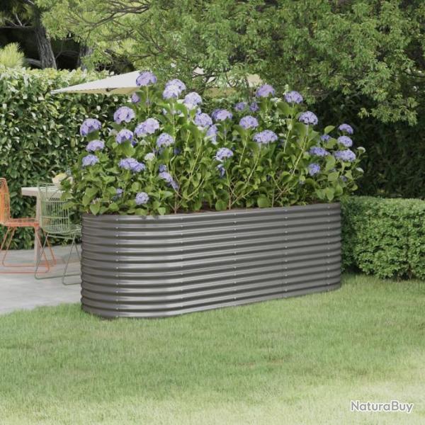 Lit surlev de jardin Acier enduit de poudre 224x80x68 cm gris