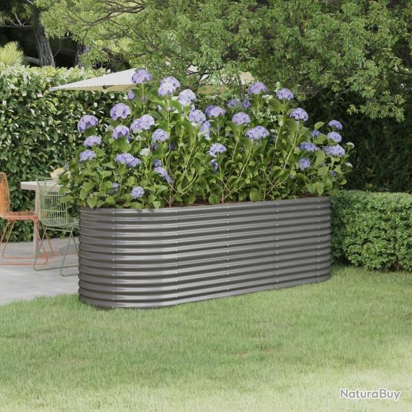 Lit surlev de jardin Acier enduit de poudre 224x80x68 cm gris alsavelo
