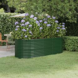 Lit surélevé de jardin Acier enduit de poudre 224x80x68 cm Vert alsavelo