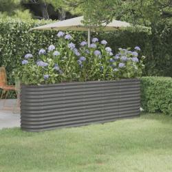 Lit surélevé de jardin Acier enduit de poudre 224x40x68 cm gris