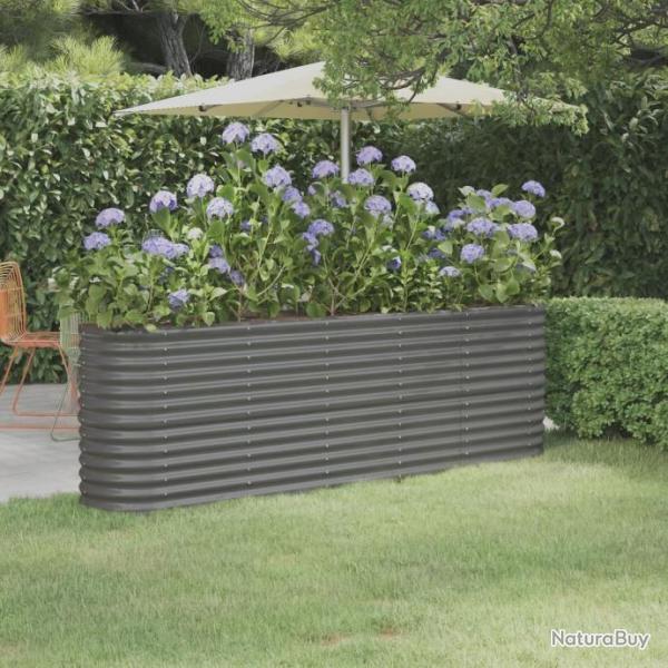 Lit surlev de jardin Acier enduit de poudre 224x40x68 cm gris