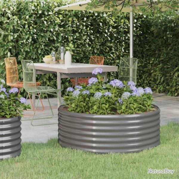 Lit surlev de jardin Acier enduit de poudre 100x100x36cm gris alsavelo
