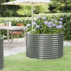 Lit surélevé de jardin Acier enduit de poudre 100x100x68cm gris alsavelo