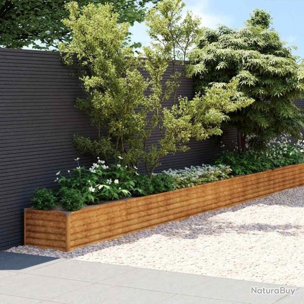Lit surlev de jardin 1152x50x36 cm acier corten alsavelo