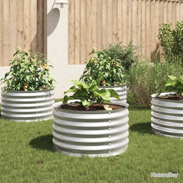 Lit surlev de jardin 80x80x44 cm Acier galvanis Argent alsavelo