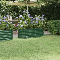 Lit surélevé de jardin Acier enduit de poudre 114x40x36 cm Vert alsavelo