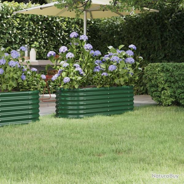Lit surlev de jardin Acier enduit de poudre 114x40x36 cm Vert alsavelo