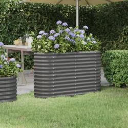 Lit surélevé de jardin Acier enduit de poudre 114x40x68 cm gris alsavelo