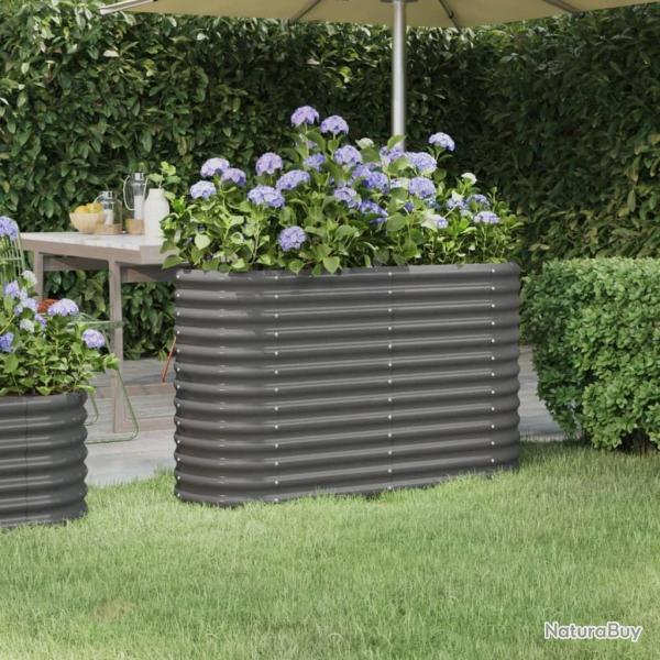 Lit surlev de jardin Acier enduit de poudre 114x40x68 cm gris alsavelo