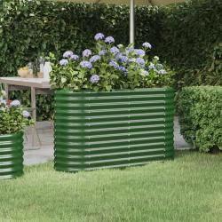 Lit surélevé de jardin Acier enduit de poudre 114x40x68 cm Vert alsavelo