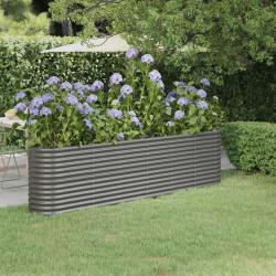 Lit surélevé de jardin Acier enduit de poudre 260x40x68 cm gris alsavelo