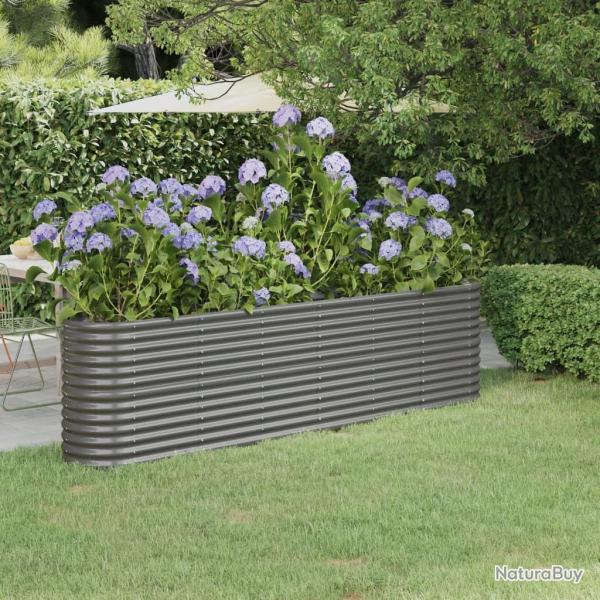 Lit surlev de jardin Acier enduit de poudre 260x40x68 cm gris alsavelo
