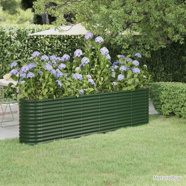 Lit surlev de jardin Acier enduit de poudre 260x40x68 cm Vert alsavelo