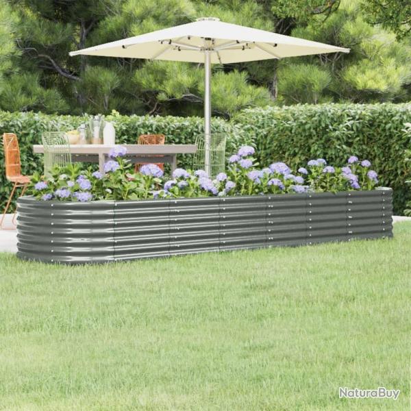 Lit surlev de jardin Acier enduit de poudre 296x80x36 cm gris alsavelo