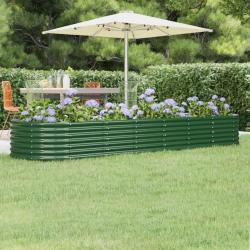 Lit surélevé de jardin Acier enduit de poudre 296x80x36 cm Vert alsavelo
