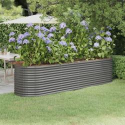 Lit surélevé de jardin Acier enduit de poudre 296x80x68 cm gris alsavelo