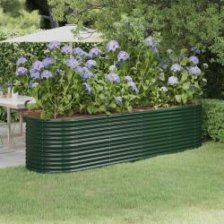 Lit surélevé de jardin Acier enduit de poudre 296x80x68 cm Vert alsavelo