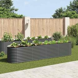 Lit surélevé de jardin 400x80x81 cm Acier galvanisé Gris alsavelo