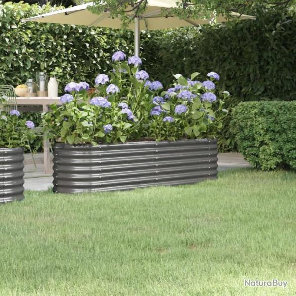 Lit surlev de jardin Acier enduit de poudre 152x40x36 cm gris