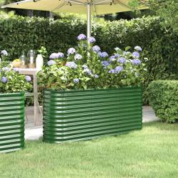 Lit surélevé de jardin Acier enduit de poudre 152x40x68 cm Vert alsavelo