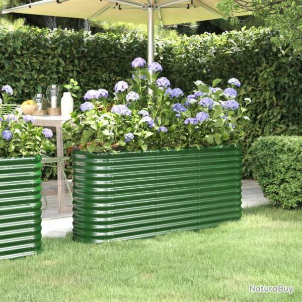 Lit surlev de jardin Acier enduit de poudre 152x40x68 cm Vert