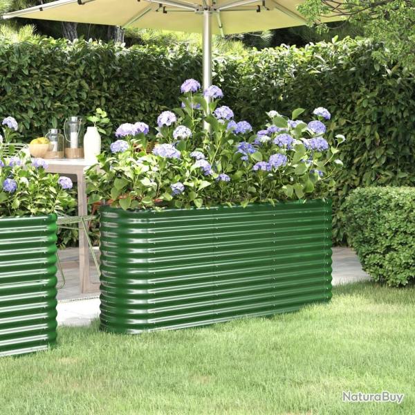 Lit surlev de jardin Acier enduit de poudre 152x40x68 cm Vert alsavelo