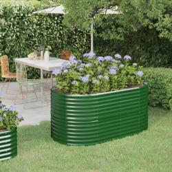 Lit surélevé de jardin Acier enduit de poudre 152x80x68 cm Vert alsavelo