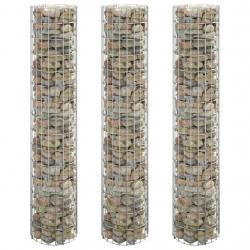 Lit surélevé à gabion circulaire 3pcs Acier galvanisé Ø30x150cm alsavelo