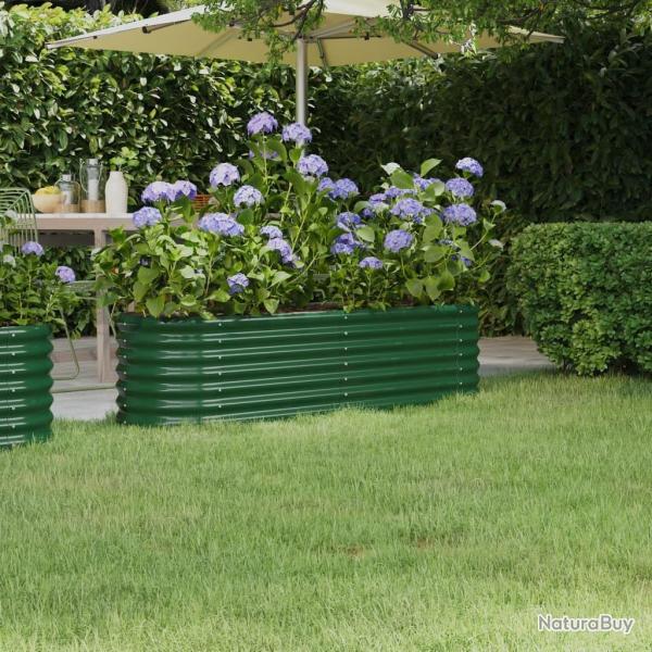 Lit surlev de jardin Acier enduit de poudre 152x40x36 cm Vert alsavelo