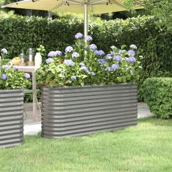 Lit surélevé de jardin Acier enduit de poudre 152x40x68 cm gris alsavelo